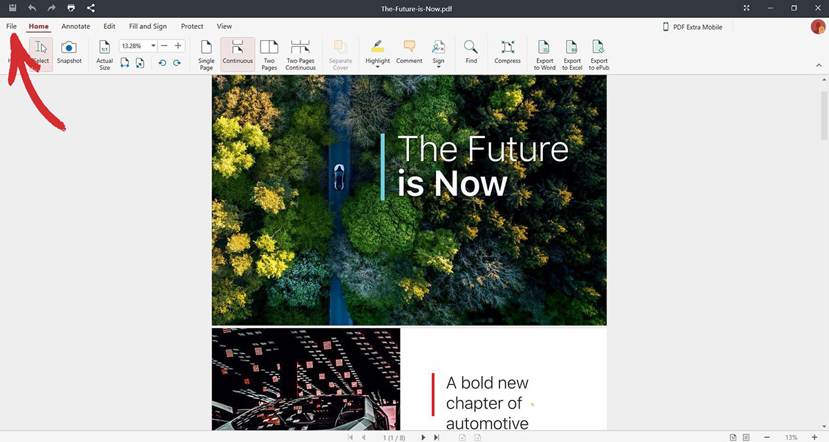 Click "File" to see your available conversion options within MobiPDF.