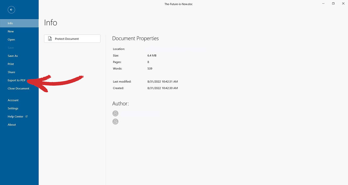 Click "Export to PDF".