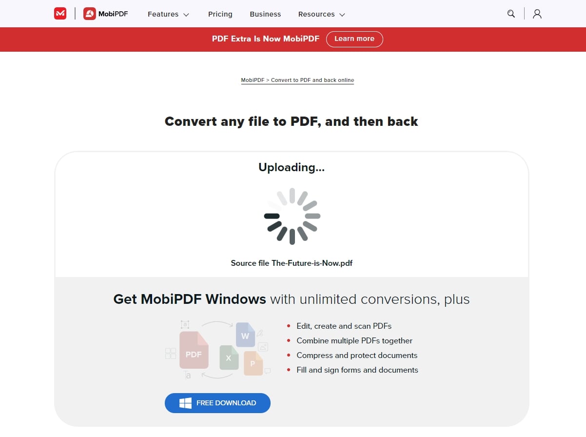 Wait for the conversion to finish.
