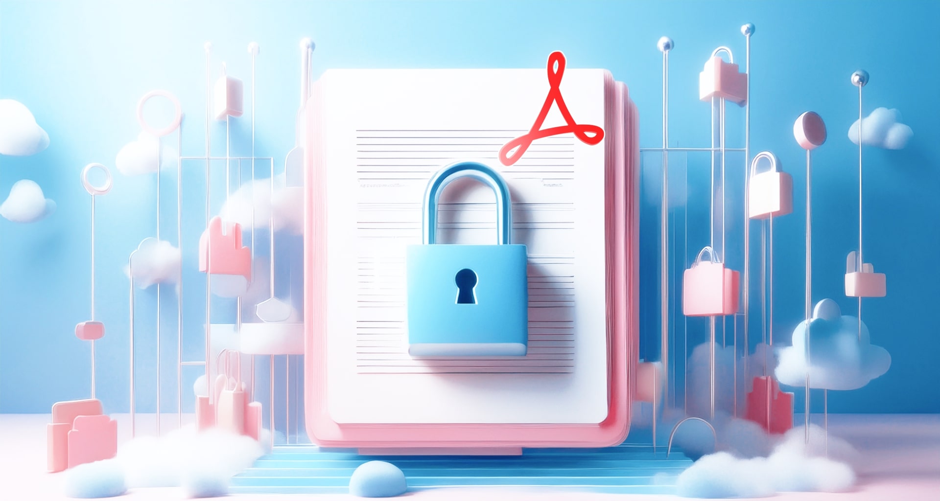 Locked PDF icon in a digital environment, depicting secure document protection.