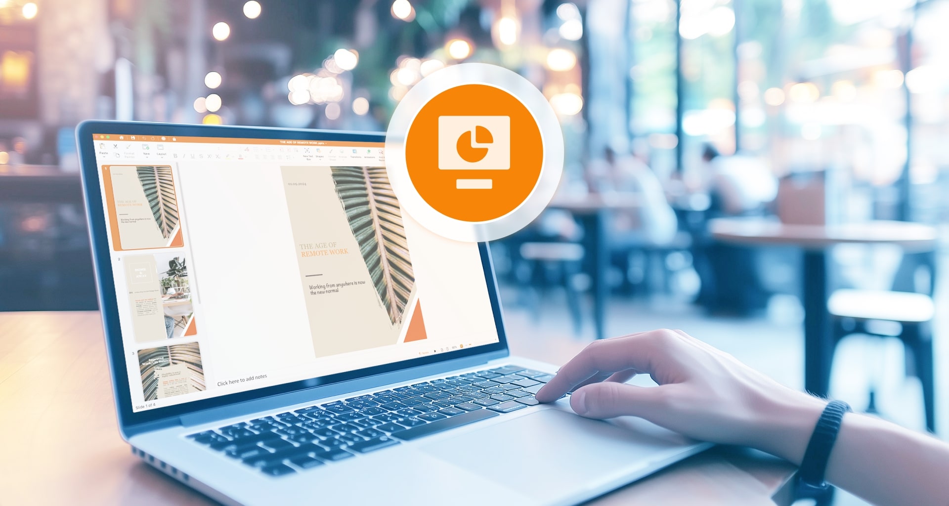 Laptop displaying PowerPoint slides, symbolizing digital presentation workflow.