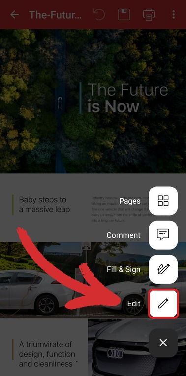 Tap "Edit" again from the list of available options.
