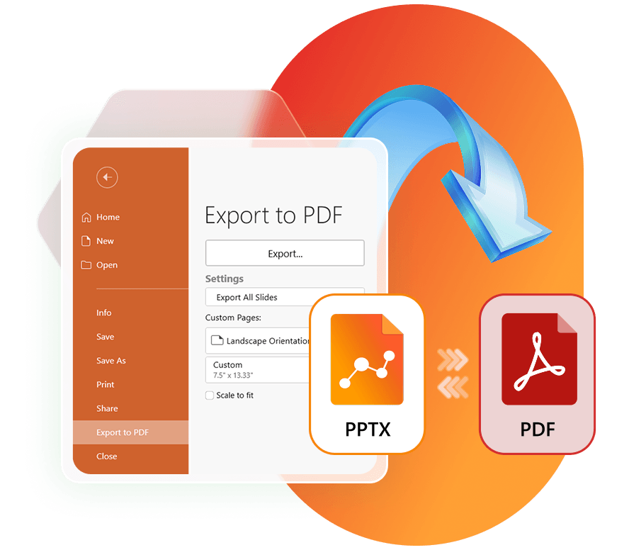Exportieren und konvertieren Sie in PDF